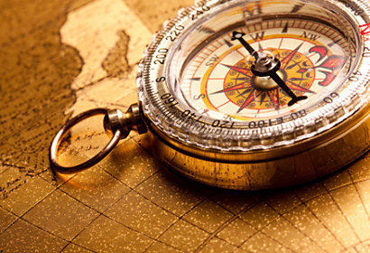 Fototapeta Vintage compass on ancient map 24135